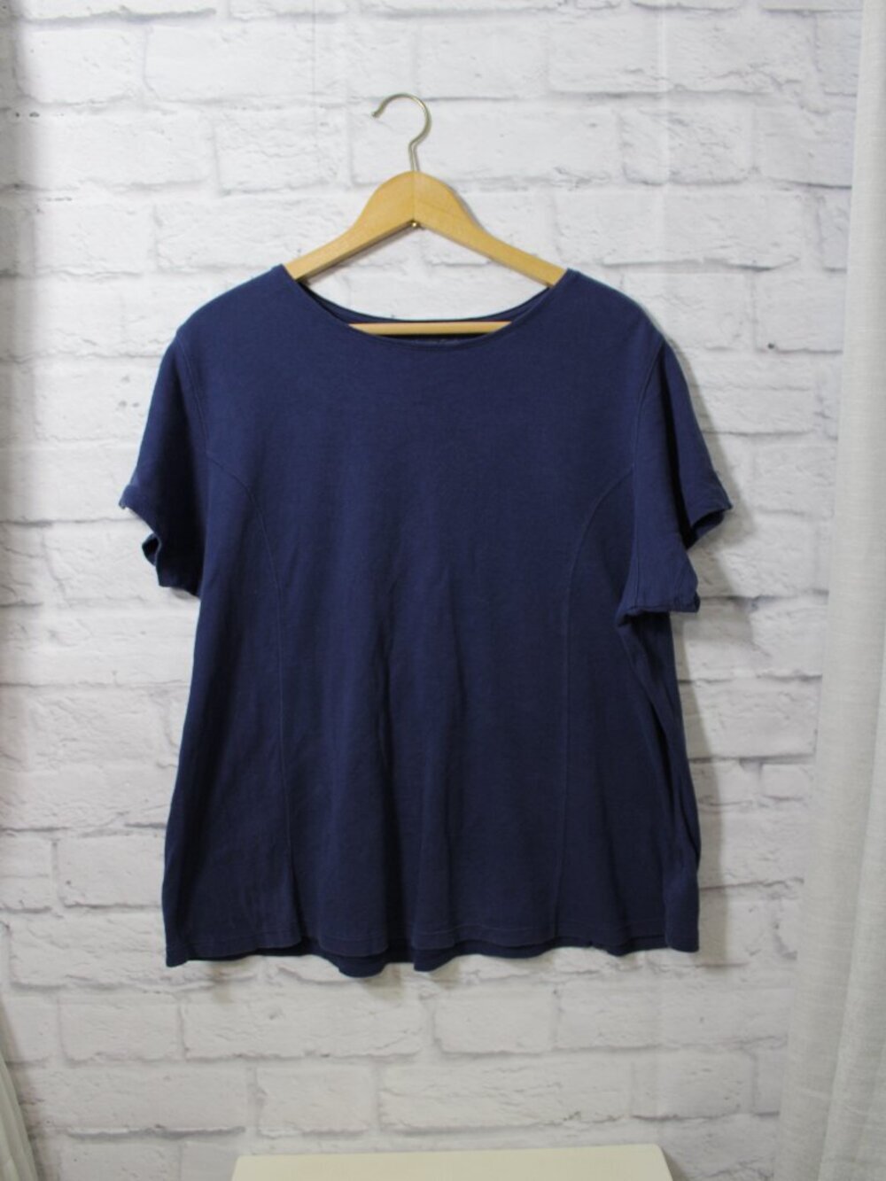 Coldwater Creek 1X Navy Blue Round Neck Shortsleeve Tee Summer Casual Classic